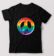 Load image into Gallery viewer, Peace Pride T-Shirt for Men-S(38 Inches)-Black-Ektarfa.online
