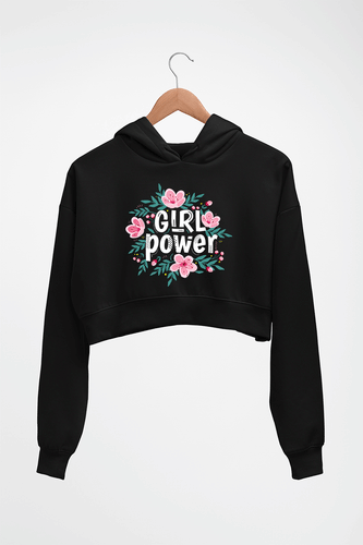 Feminist Girl Power Crop HOODIE FOR WOMEN-Black-Ektarfa.online