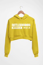 Load image into Gallery viewer, Battlegrounds Mobile India (BGMI) Crop HOODIE FOR WOMEN-Mustard yellow-Ektarfa.online
