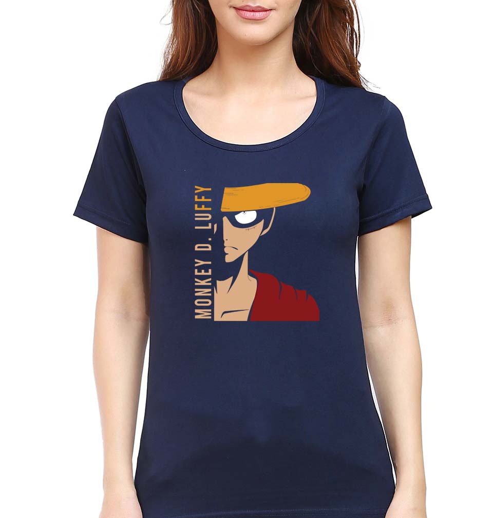 Monkey D. Luffy T-Shirt for Women-XS(32 Inches)-Navy Blue-Ektarfa.online