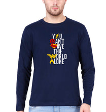 Load image into Gallery viewer, You Can&#39;t Save The World Alone Justice League Full Sleeves T-Shirt for Men-Navy Blue-Ektarfa.online
