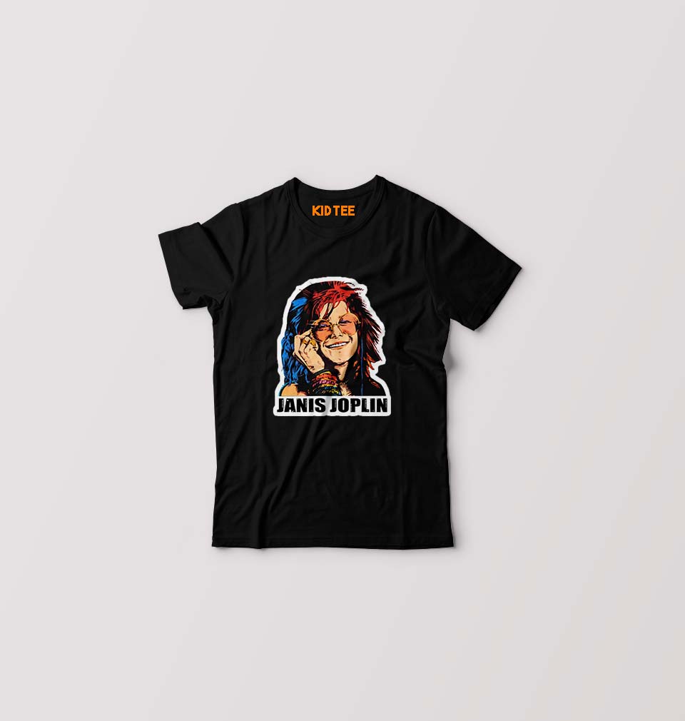 Janis Joplin Kids T-Shirt for Boy/Girl-Black-Ektarfa.online