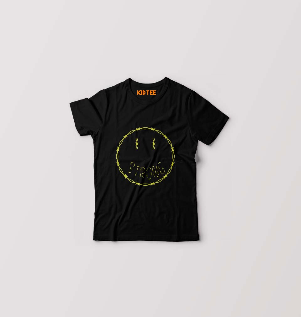 Strong Emoji Kids T-Shirt for Boy/Girl-Black-Ektarfa.online