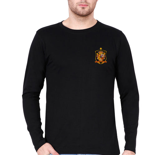 Spain Football Full Sleeves T-Shirt for Men-Black-Ektarfa.online