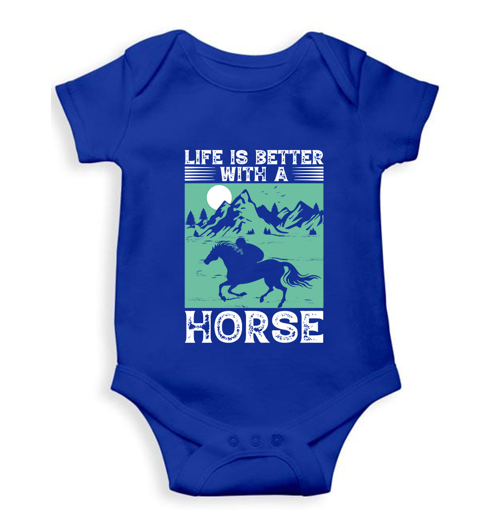 Horse Riding Kids Romper For Baby Boy/Girl-0-5 Months(18 Inches)-Royal Blue-Ektarfa.online