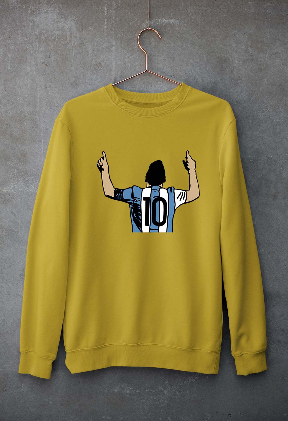 Messi Unisex Sweatshirt for Men/Women-S(40 Inches)-Mustard Yellow-Ektarfa.online
