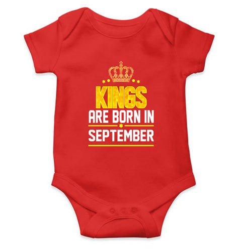 Kings Are Born In September Kids Romper For Baby Boy/Girl-0-5 Months(18 Inches)-RED-Ektarfa.online