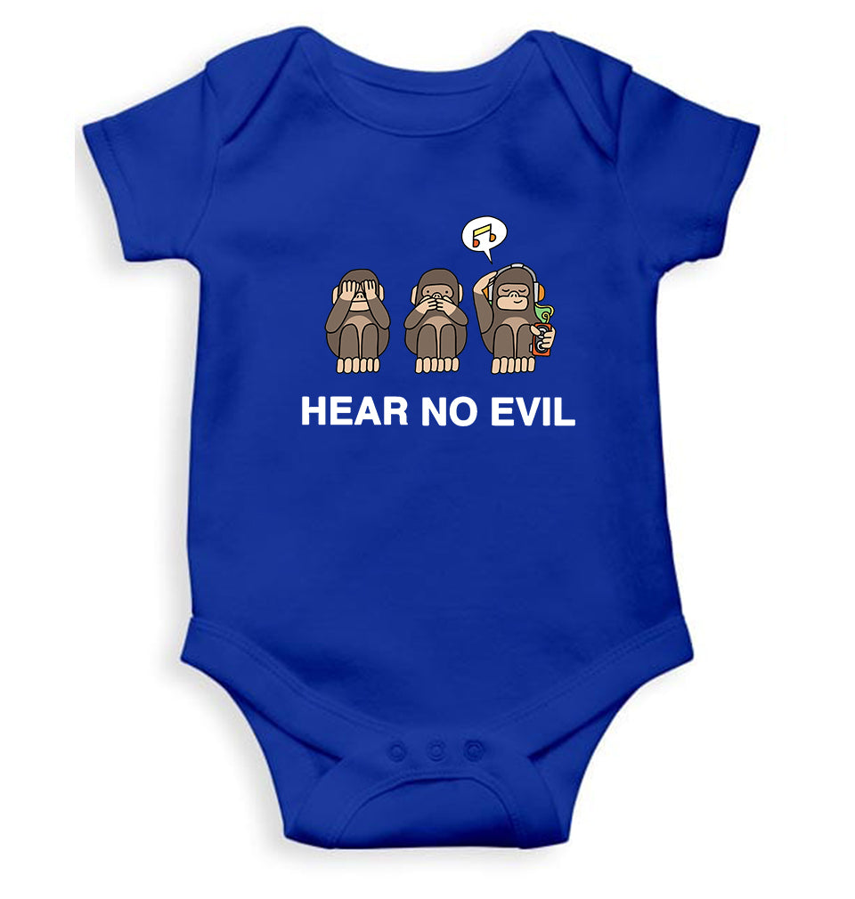 Hear no evil Kids Romper For Baby Boy/Girl-0-5 Months(18 Inches)-Royal Blue-Ektarfa.online