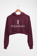 Load image into Gallery viewer, Yves Saint Laurent_YSL Crop HOODIE FOR WOMEN-Maroon-Ektarfa.online
