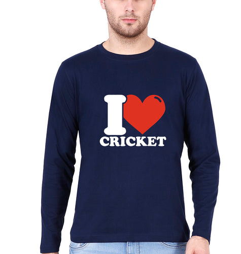 I Love Cricket T Full Sleeves T-Shirt for Men-Navy Blue-Ektarfa.online