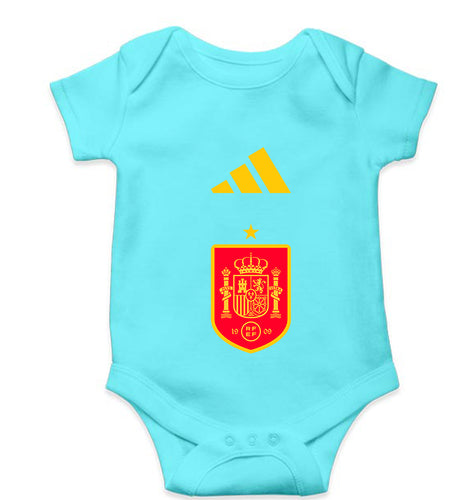 Spain Football Kids Romper For Baby Boy/Girl-0-5 Months(18 Inches)-Sky Blue-Ektarfa.online