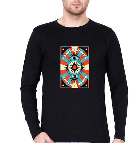 Psychedelic Peace and Love Full Sleeves T-Shirt for Men-Black-Ektarfa.online