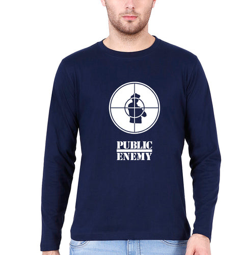 Public Enemy Full Sleeves T-Shirt for Men-Navy Blue-Ektarfa.online