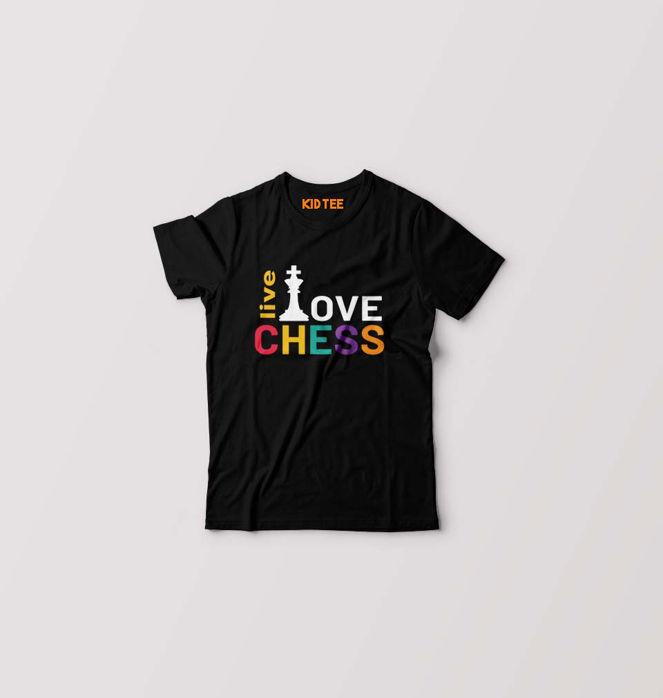 Chess Love T-Shirt for Boy/Girl-0-1 Year(20 Inches)-Black-Ektarfa.online
