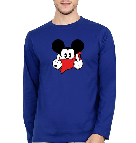 Mickey Mouse Fuck Full Sleeves T-Shirt for Men-Royal Blue-Ektarfa.online