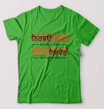 Load image into Gallery viewer, Nirbhau Nirvair T-Shirt for Men-S(38 Inches)-flag green-Ektarfa.online

