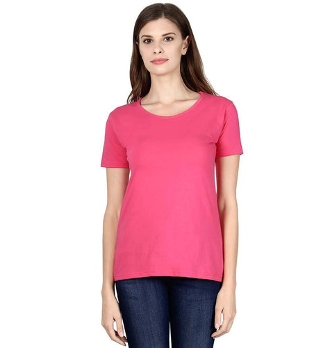 Plain Pink Half Sleeves T-Shirt for Women-ektarfa.com