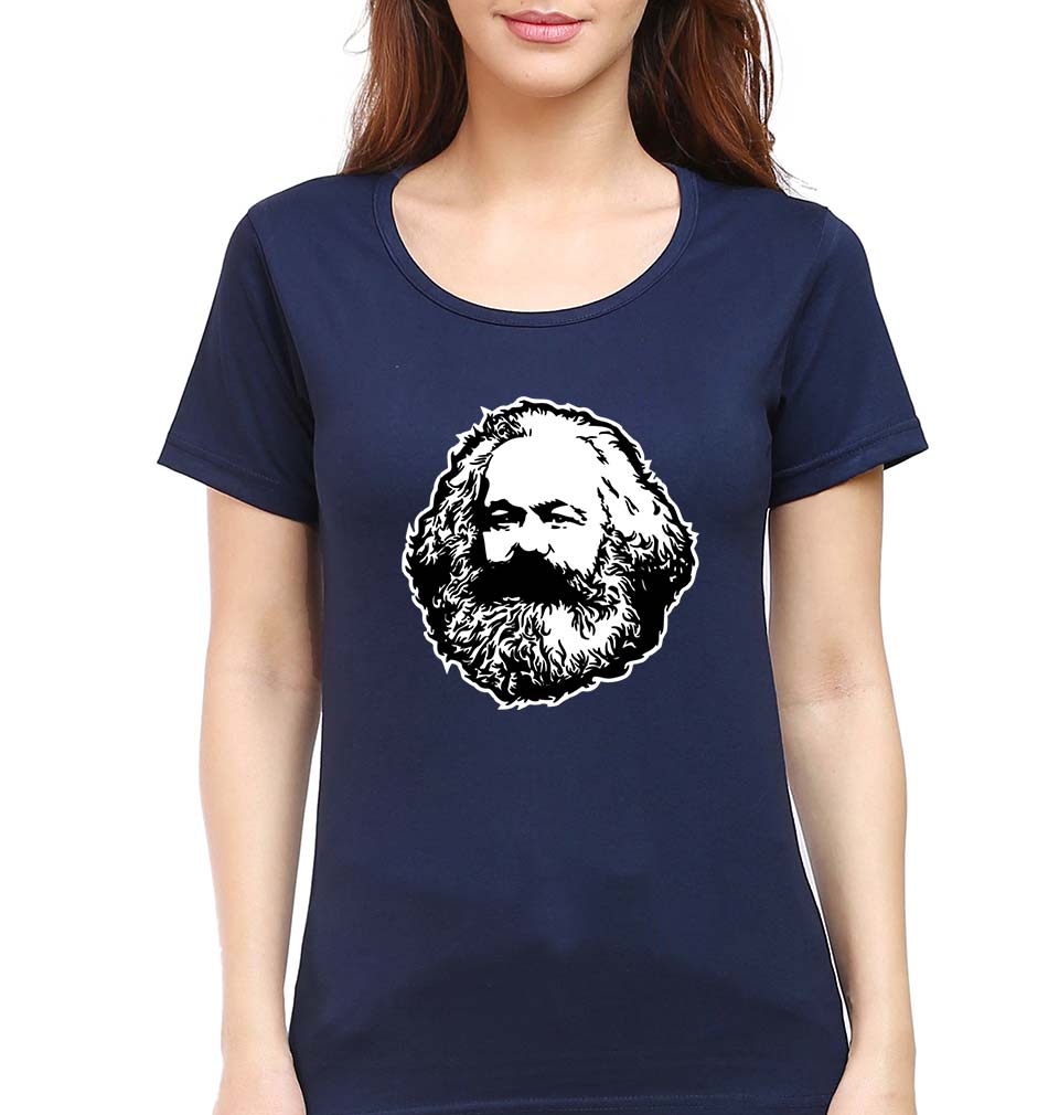 Karl Marx T-Shirt for Women-Navy Blue-Ektarfa.online