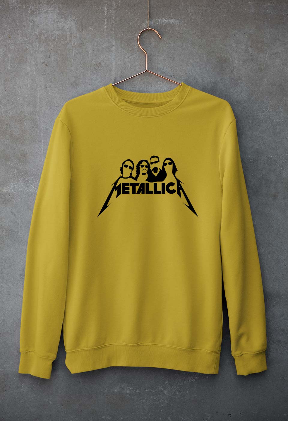 Metallica Unisex Sweatshirt for Men/Women-S(40 Inches)-Mustard Yellow-Ektarfa.online