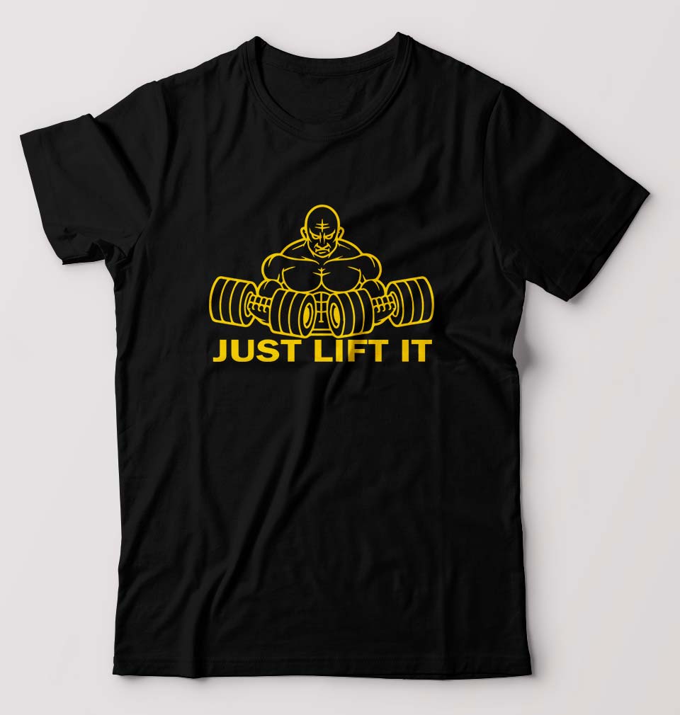 Gym Lift T-Shirt for Men-S(38 Inches)-Black-Ektarfa.online
