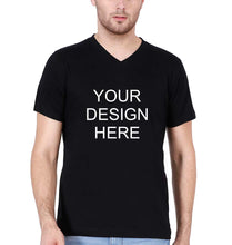 Load image into Gallery viewer, Customized-Custom-Personalized V Neck T-Shirt for Men-S(38 Inches)-Black-ektarfa.com

