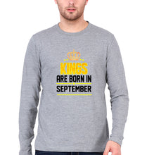 Load image into Gallery viewer, Kings Are Born In September Full Sleeves T-Shirt for Men-Grey Melange-Ektarfa.online
