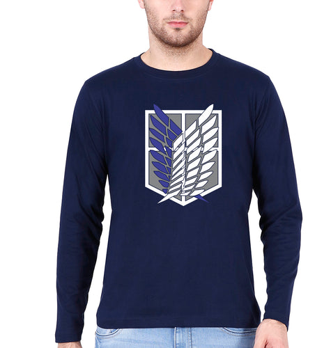 Attack on Titan Full Sleeves T-Shirt for Men-Navy Blue-Ektarfa.online