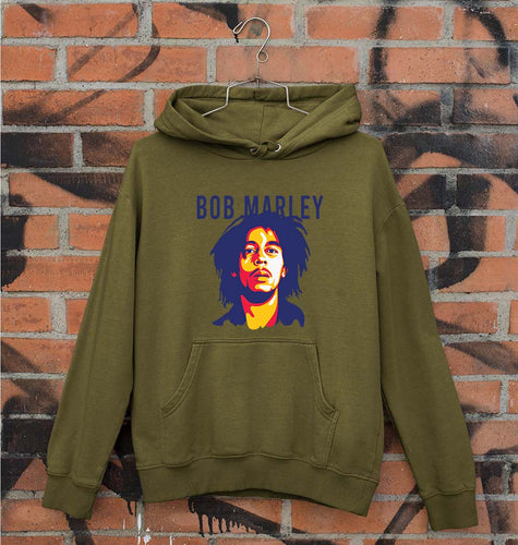 Bob Marley Unisex Hoodie for Men/Women-S(40 Inches)-Olive Green-Ektarfa.online