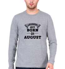 Load image into Gallery viewer, Legends are Born in August Full Sleeves T-Shirt for Men-Grey Melange-Ektarfa.online

