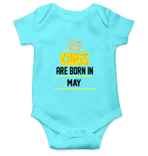 Load image into Gallery viewer, Kings Are Born In May Kids Romper For Baby Boy/Girl-0-5 Months(18 Inches)-Sky Blue-Ektarfa.online
