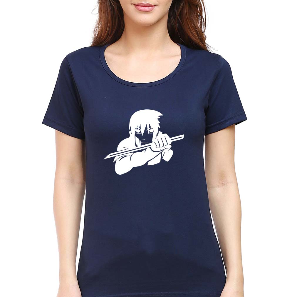 Sasuke Uchiha T-Shirt for Women-XS(32 Inches)-Navy Blue-Ektarfa.online