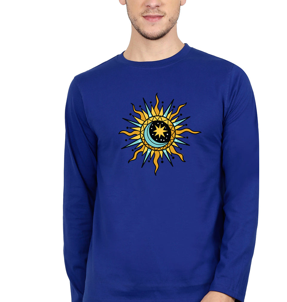 Psychedelic Chakra Full Sleeves T-Shirt for Men-Royal Blue-Ektarfa.online
