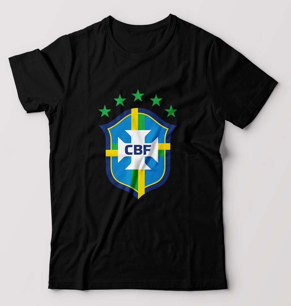 Brazil Football T-Shirt for Men-S(38 Inches)-Black-Ektarfa.online
