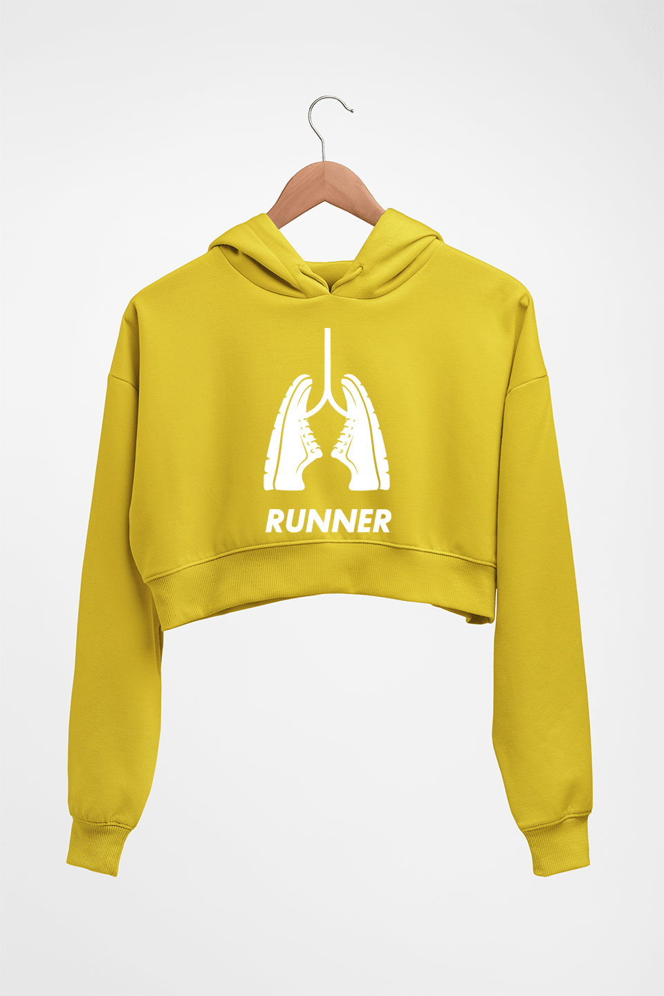 Runner Running Crop HOODIE FOR WOMEN-Mustard Yellow-Ektarfa.online