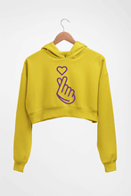 Load image into Gallery viewer, Purple Heart Crop HOODIE FOR WOMEN-Mustard Yellow-Ektarfa.online
