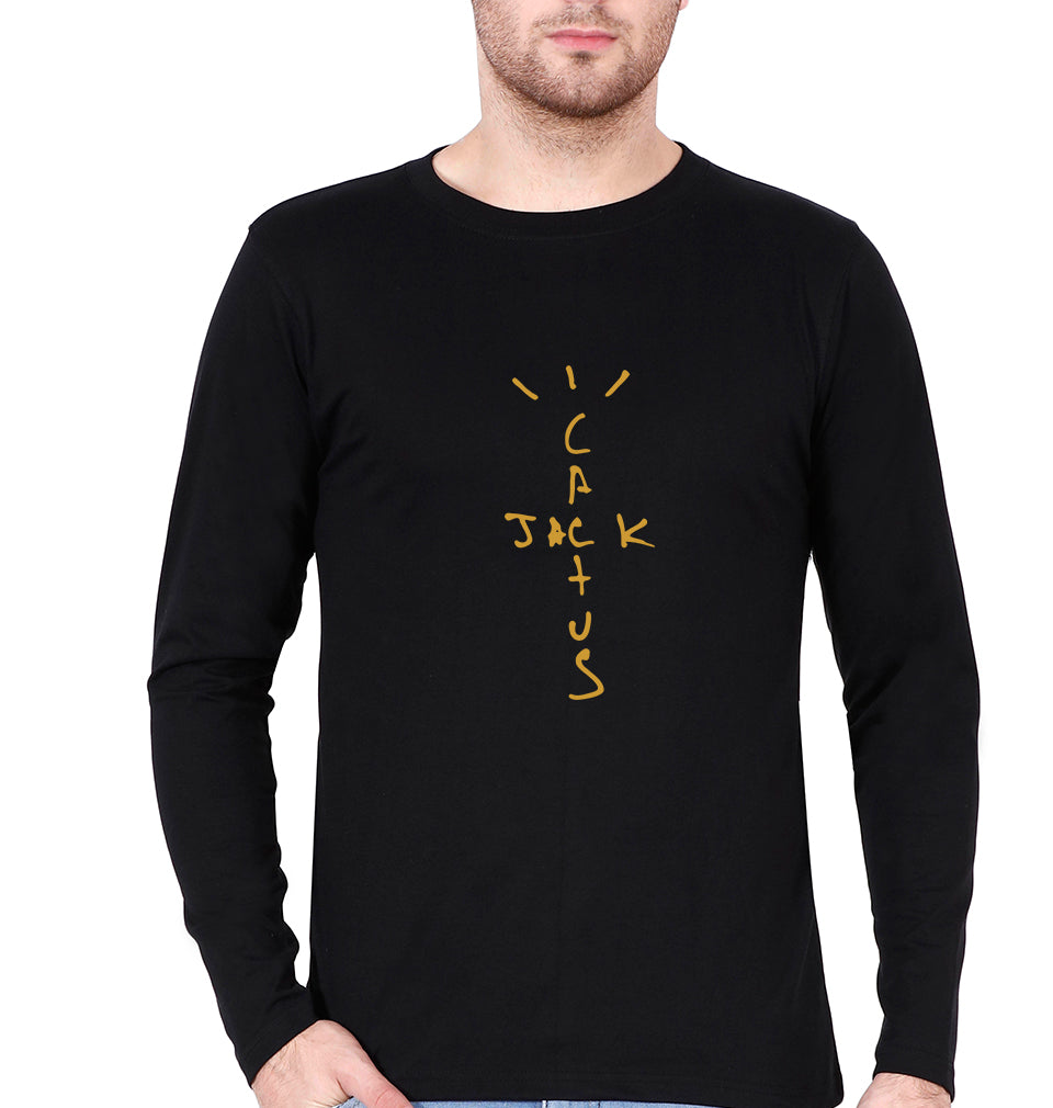 Cactus Jack Travis Scott Full Sleeves T-Shirt for Men-S(38 Inches)-Black-Ektarfa.online