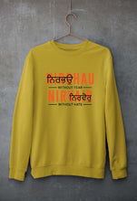 Load image into Gallery viewer, Nirbhau Nirvair Unisex Sweatshirt for Men/Women-S(40 Inches)-Mustard Yellow-Ektarfa.online
