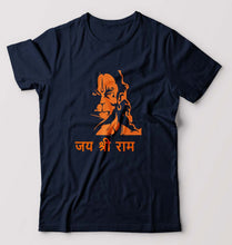 Load image into Gallery viewer, Jai Shree Ram T-Shirt for Men-S(38 Inches)-Navy Blue-Ektarfa.online
