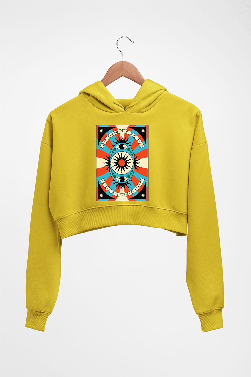 Psychedelic Peace and Love Crop HOODIE FOR WOMEN