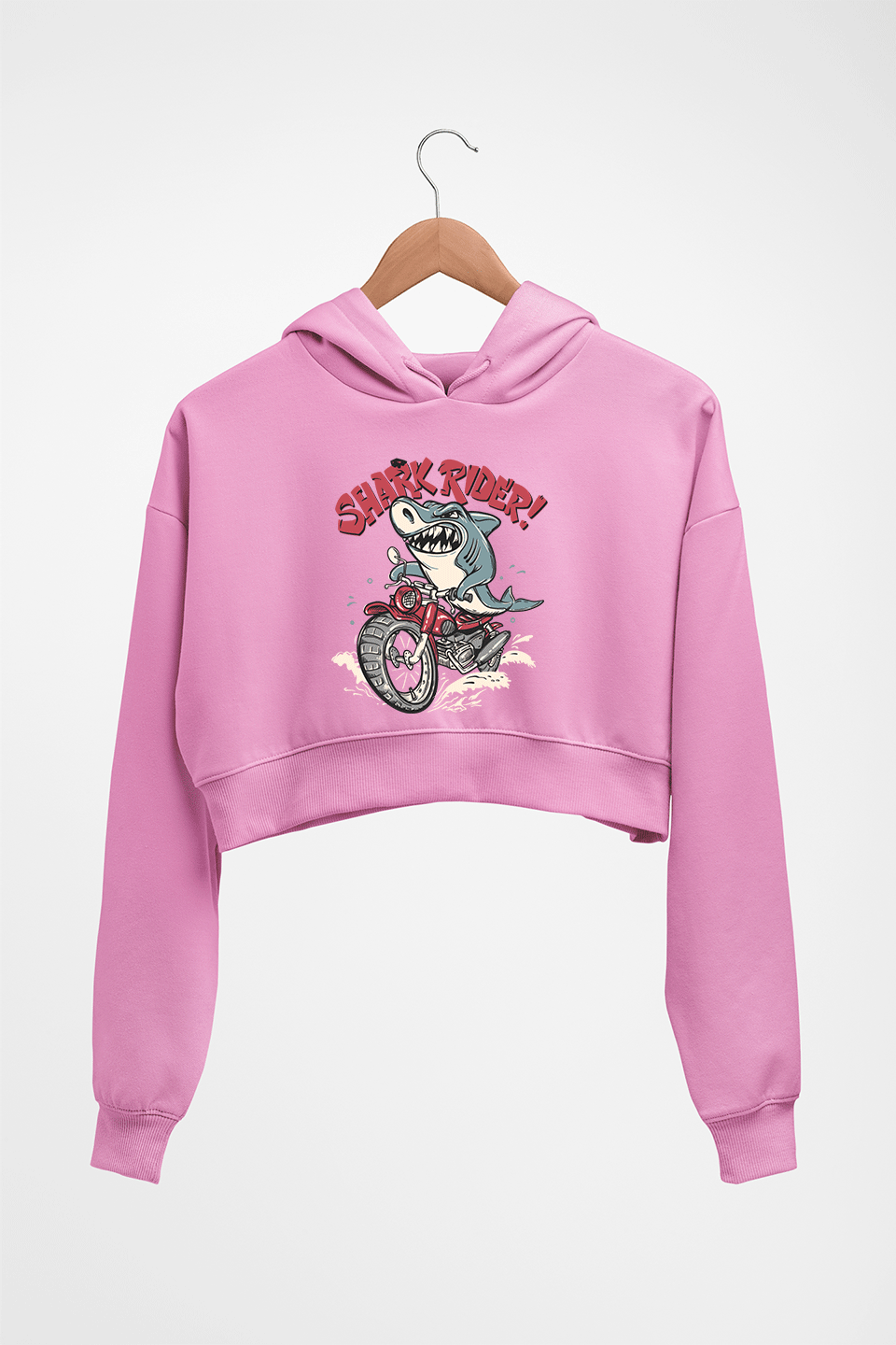 Shark Rider Crop HOODIE FOR WOMEN-Light Baby Pink-Ektarfa.online