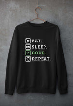 Load image into Gallery viewer, Eat Sleep Code Repeat Unisex Sweatshirt for Men/Women-Black-Ektarfa.online
