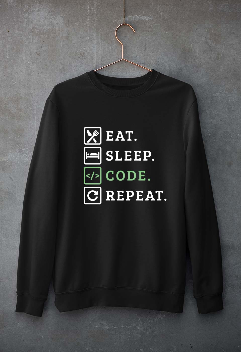 Eat Sleep Code Repeat Unisex Sweatshirt for Men/Women-Black-Ektarfa.online