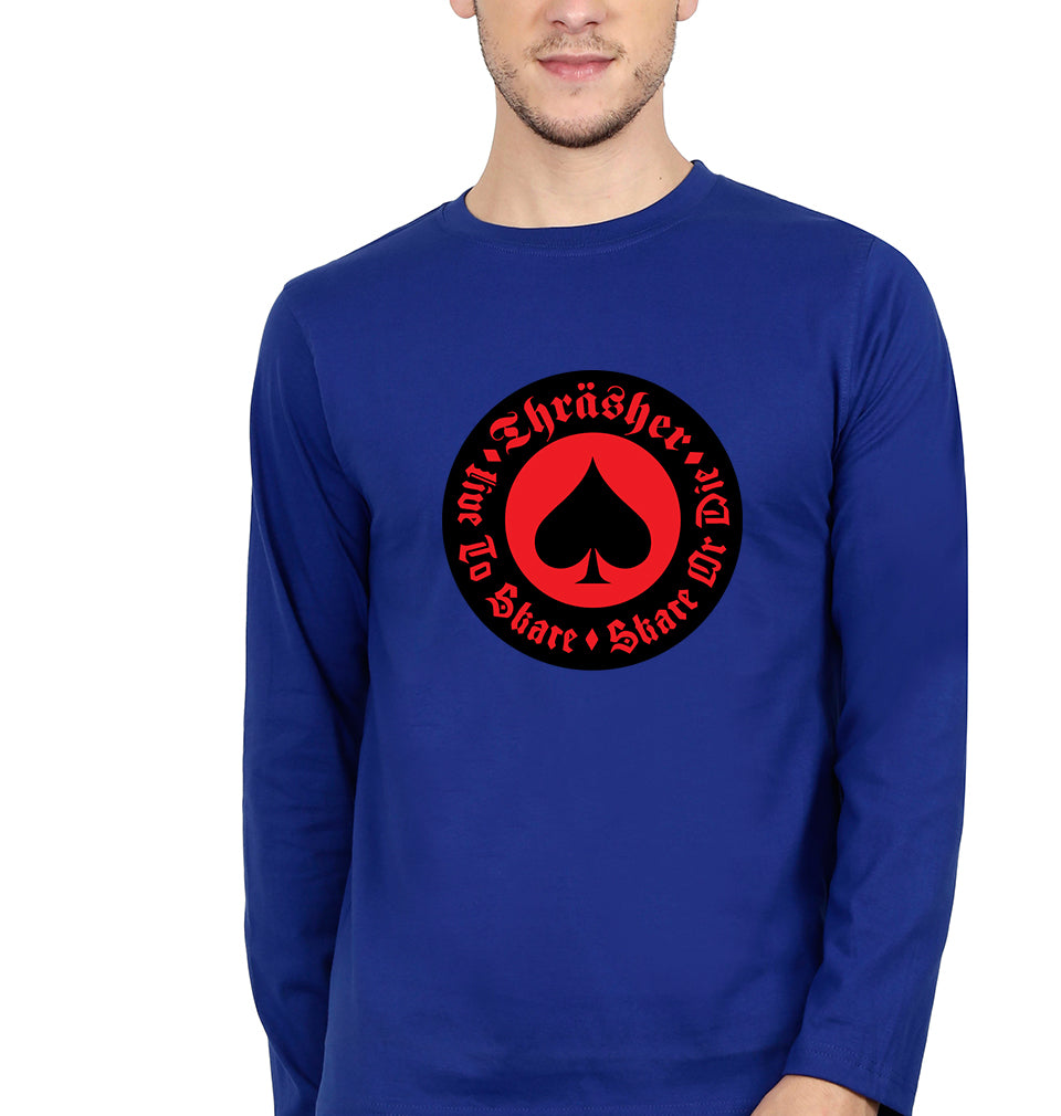 Thrasher Full Sleeves T-Shirt for Men-S(38 Inches)-Royal Blue-Ektarfa.online