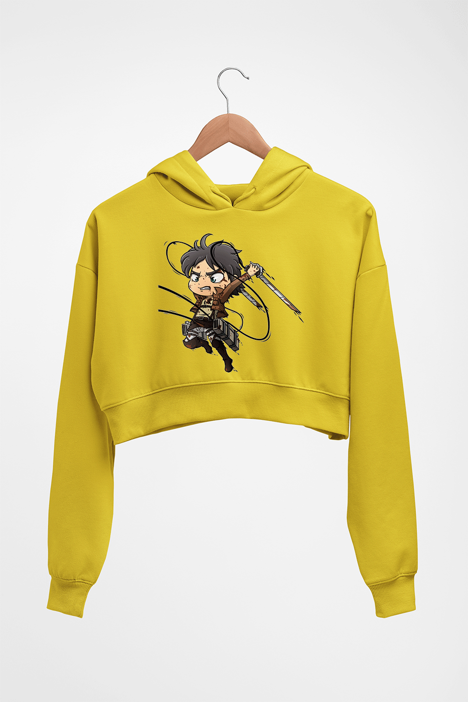 Attack on Titan Crop HOODIE FOR WOMEN-Mustard Yellow-Ektarfa.online