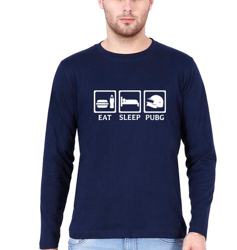 PUBG Eat Sleep Pubg Full Sleeves T-Shirt for Men-Navy Blue-Ektarfa.online