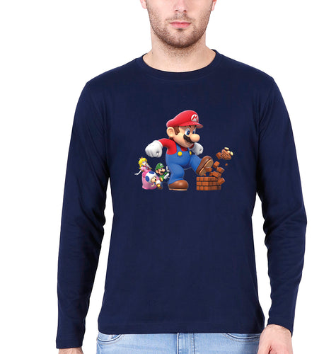 Mario Full Sleeves T-Shirt for Men-Navy Blue-Ektarfa.online