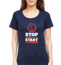 Load image into Gallery viewer, Gym T-Shirt for Women-XS(32 Inches)-Navy Blue-Ektarfa.online
