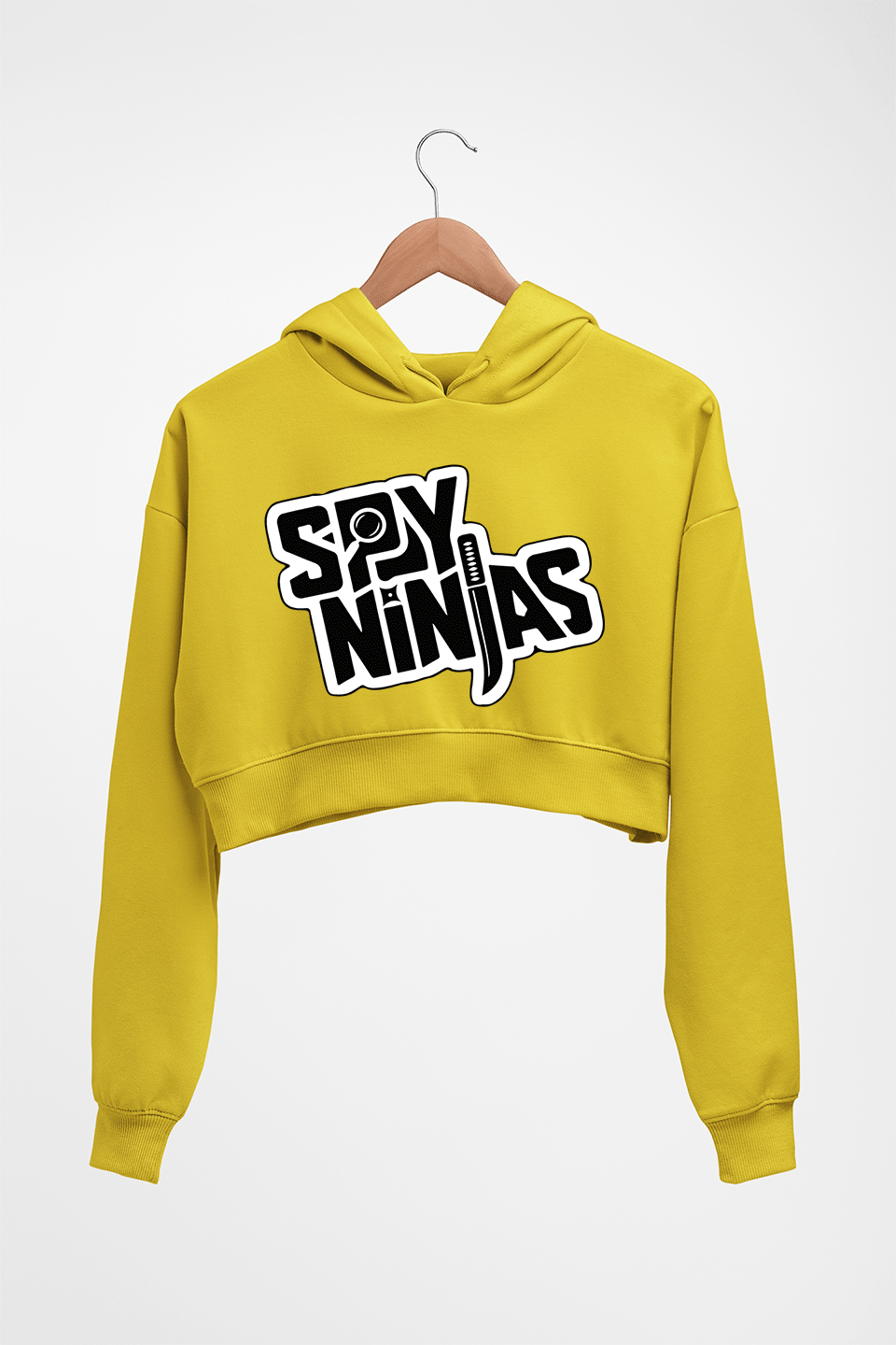 Spy Ninja Crop HOODIE FOR WOMEN-Mustard Yellow-Ektarfa.online