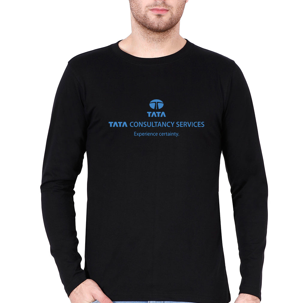 TCS Full Sleeves T-Shirt for Men-S(38 Inches)-Black-Ektarfa.online