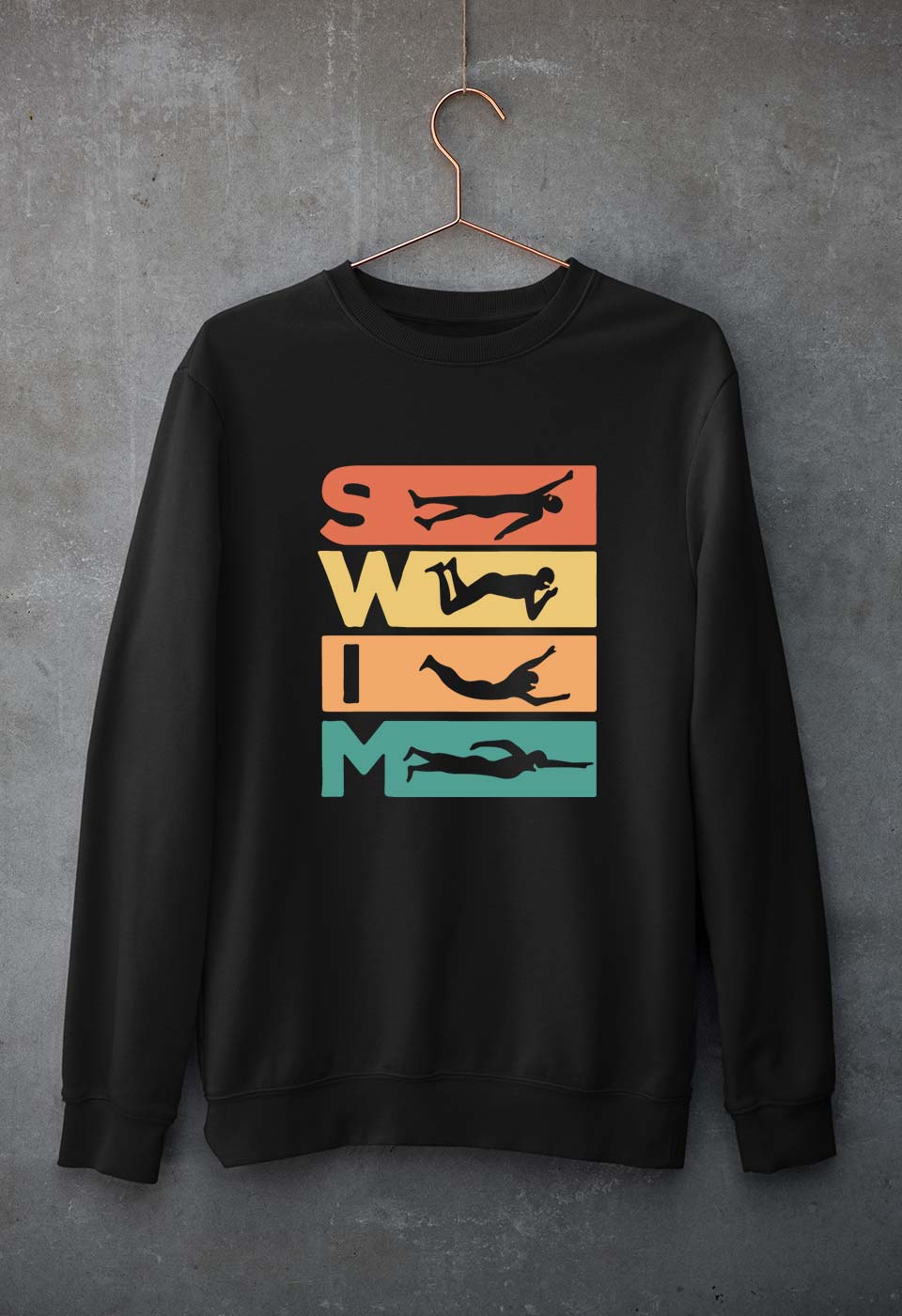 Swimming Unisex Sweatshirt for Men/Women-Black-Ektarfa.online